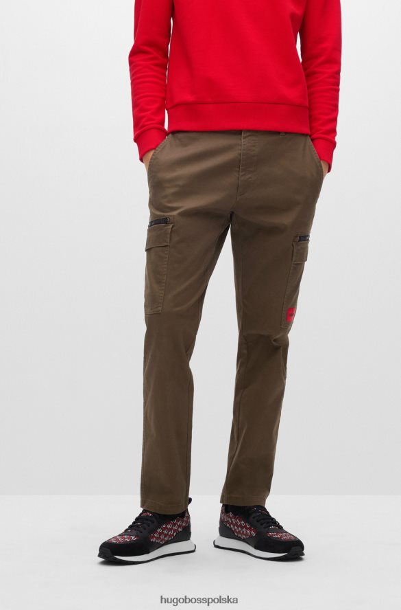 Hugo Boss dopasowane spodnie cargo z gabardyny w kolorze ciemnozielonym hugo ciemnozielony R0X0H62154