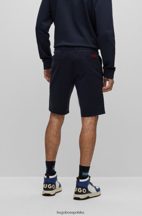 Hugo Boss dopasowane szorty chino z gabardyny w kolorze granatowym hugo ciemny niebieski R0X0H63607