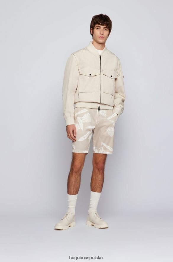 Hugo Boss jasnobeżowe szorty hugo o dopasowanym kroju z sezonowej satyny bawełnianej ze stretchem jasny beż R0X0H64156