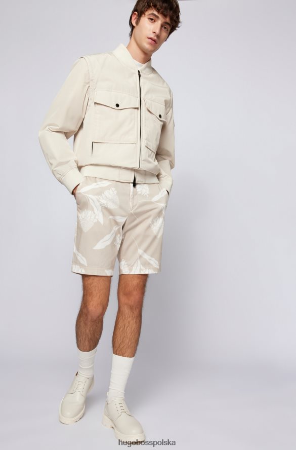 Hugo Boss jasnobeżowe szorty hugo o dopasowanym kroju z sezonowej satyny bawełnianej ze stretchem jasny beż R0X0H64156