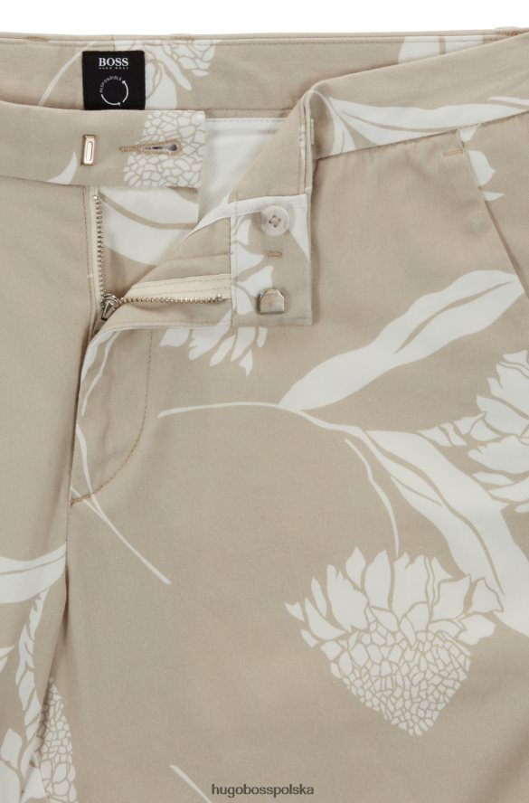 Hugo Boss jasnobeżowe szorty hugo o dopasowanym kroju z sezonowej satyny bawełnianej ze stretchem jasny beż R0X0H64156