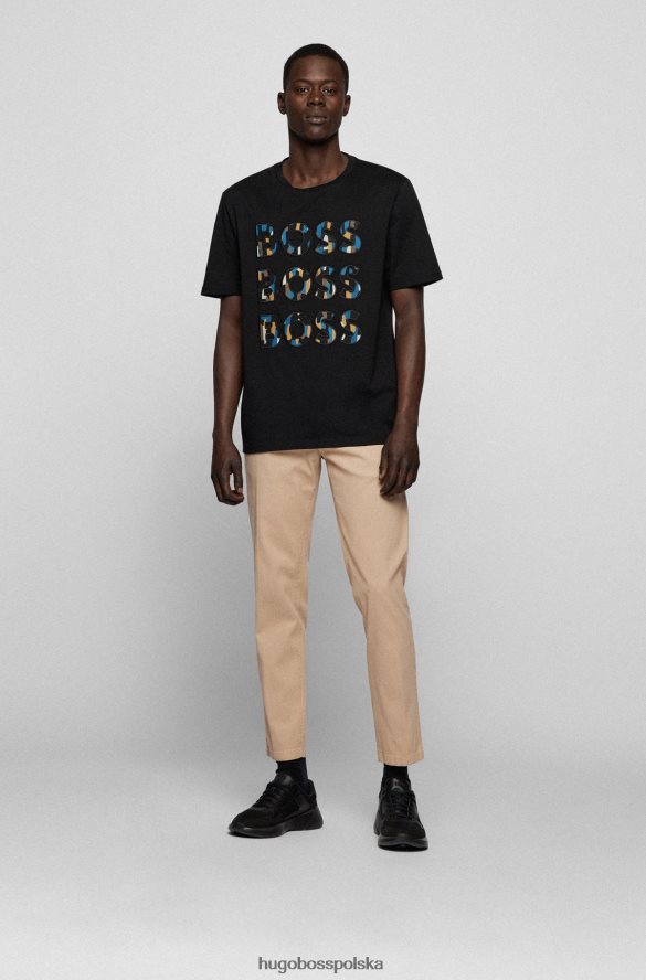 Hugo Boss jasnobeżowe, zwężane spodnie Hugo z tkaniny o strukturze plastra miodu z domieszką bawełny jasny beż R0X0H62306