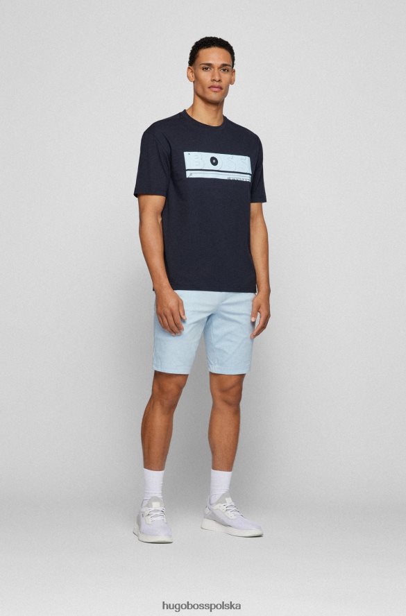 Hugo Boss jasnoniebieskie, dopasowane szorty z regularnym stanem, z mieszanki bawełny hugo jasny niebieski R0X0H64479