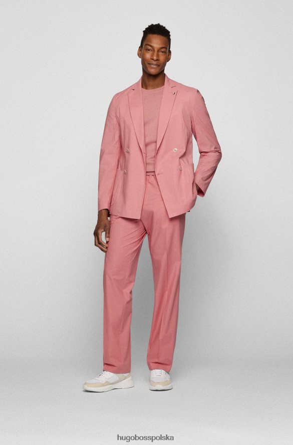 Hugo Boss jasnoróżowe, długie, luźne spodnie Hugo z elastycznej bawełny jasnoróżowy R0X0H64437