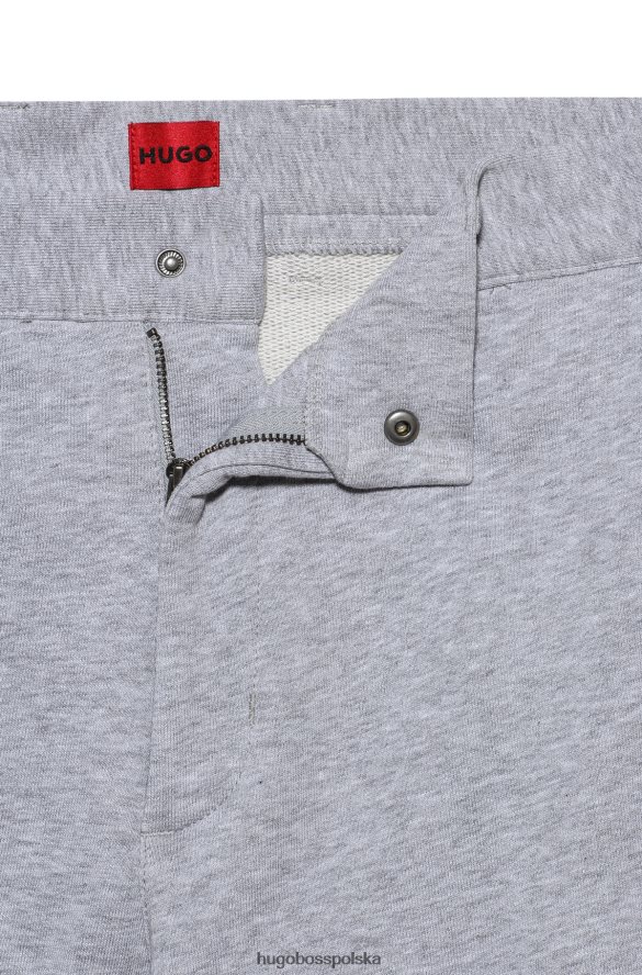 Hugo Boss jasnoszare, dopasowane spodnie cargo hugo z super elastycznej melanżowej bawełny jasnoszary R0X0H63787