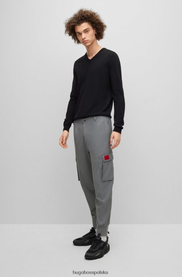 Hugo Boss jasnoszare spodnie cargo Hugo o dopasowanym kroju, wykonane z elastycznego materiału jasnoszary R0X0H64343