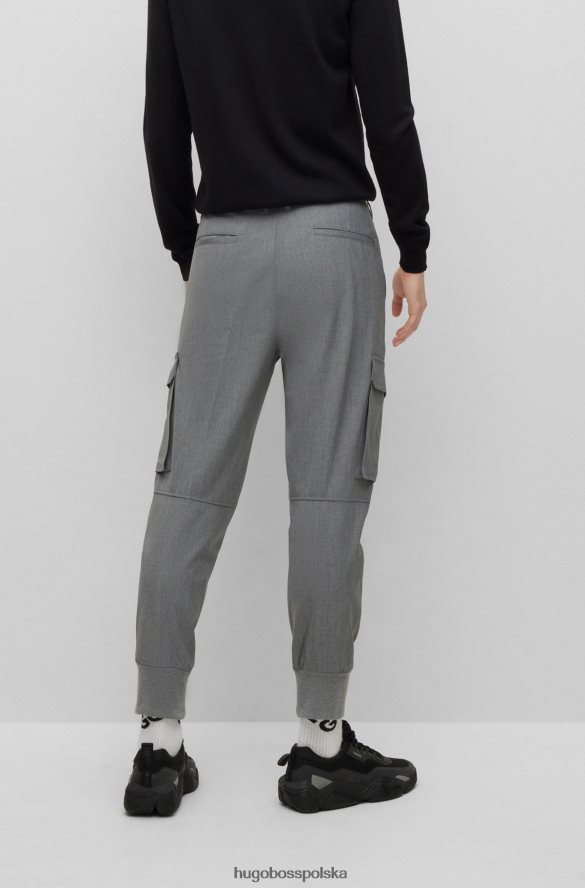 Hugo Boss jasnoszare spodnie cargo Hugo o dopasowanym kroju, wykonane z elastycznego materiału jasnoszary R0X0H64343