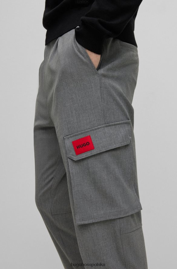 Hugo Boss jasnoszare spodnie cargo Hugo o dopasowanym kroju, wykonane z elastycznego materiału jasnoszary R0X0H64343
