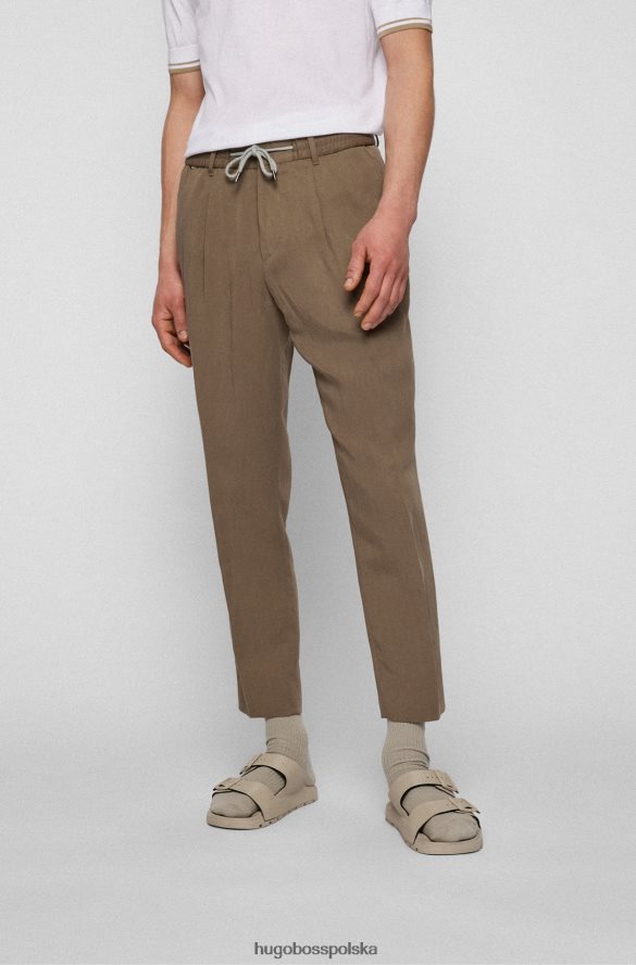 Hugo Boss jasnozielone, zwężane spodnie hugo ze sznurkiem w talii jasnozielony R0X0H63409