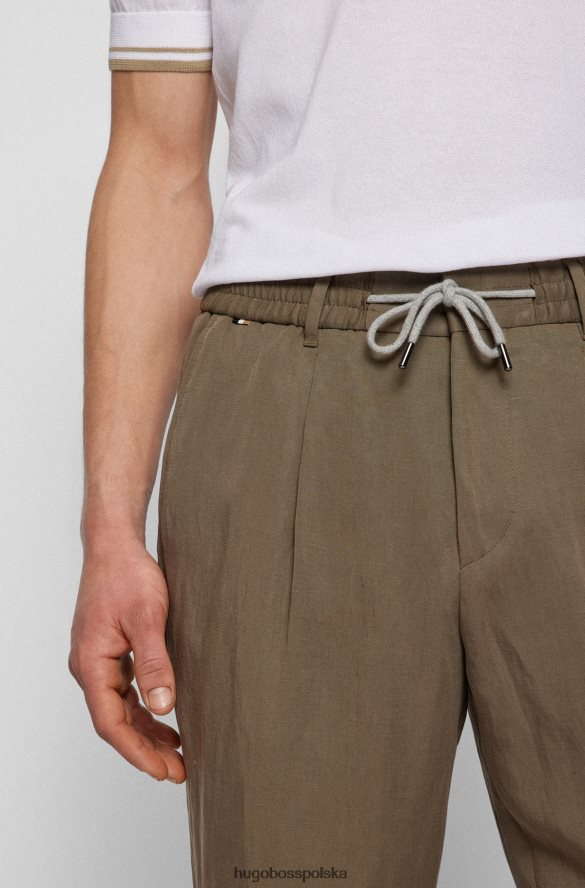 Hugo Boss jasnozielone, zwężane spodnie hugo ze sznurkiem w talii jasnozielony R0X0H63409