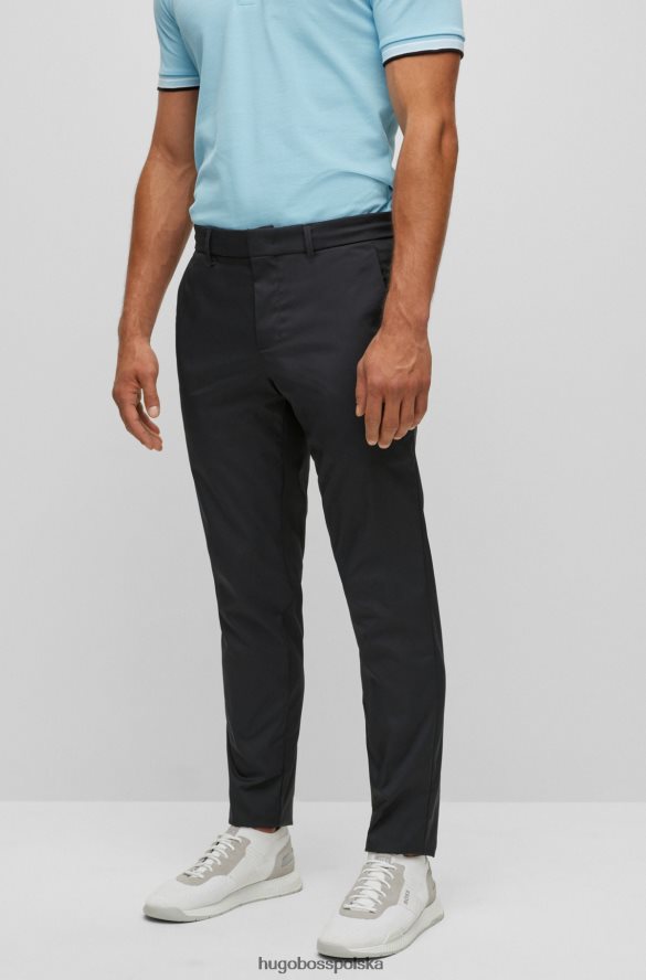 Hugo Boss spodnie o dopasowanym kroju z czarnego wodoodpornego diagonalu hugo czarny R0X0H62200