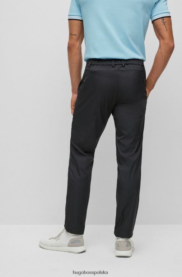 Hugo Boss spodnie o dopasowanym kroju z czarnego wodoodpornego diagonalu hugo czarny R0X0H62200