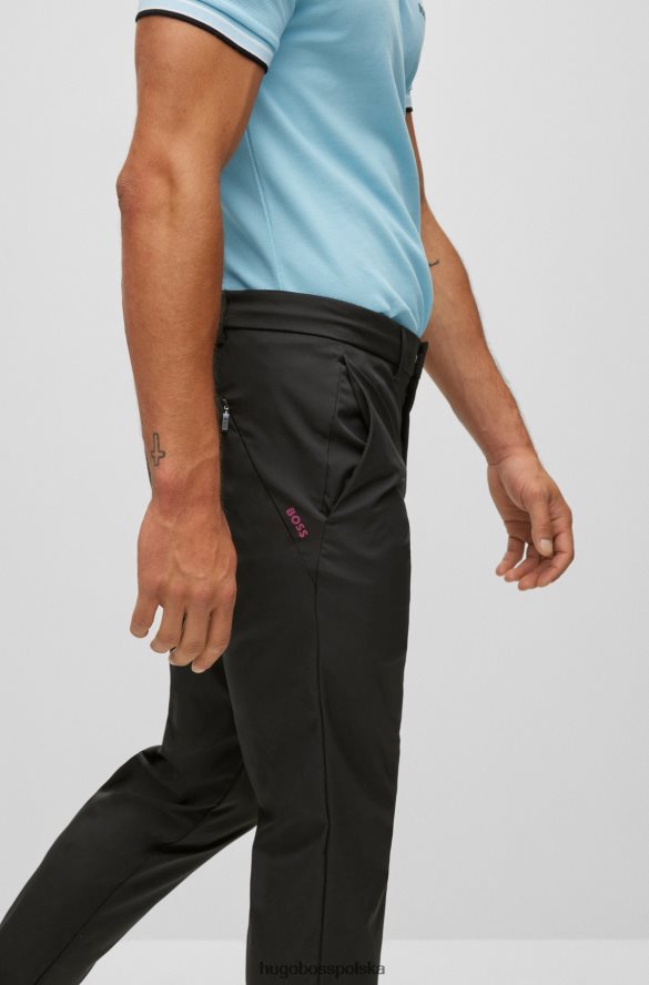 Hugo Boss spodnie o dopasowanym kroju z czarnego wodoodpornego diagonalu hugo czarny R0X0H62200