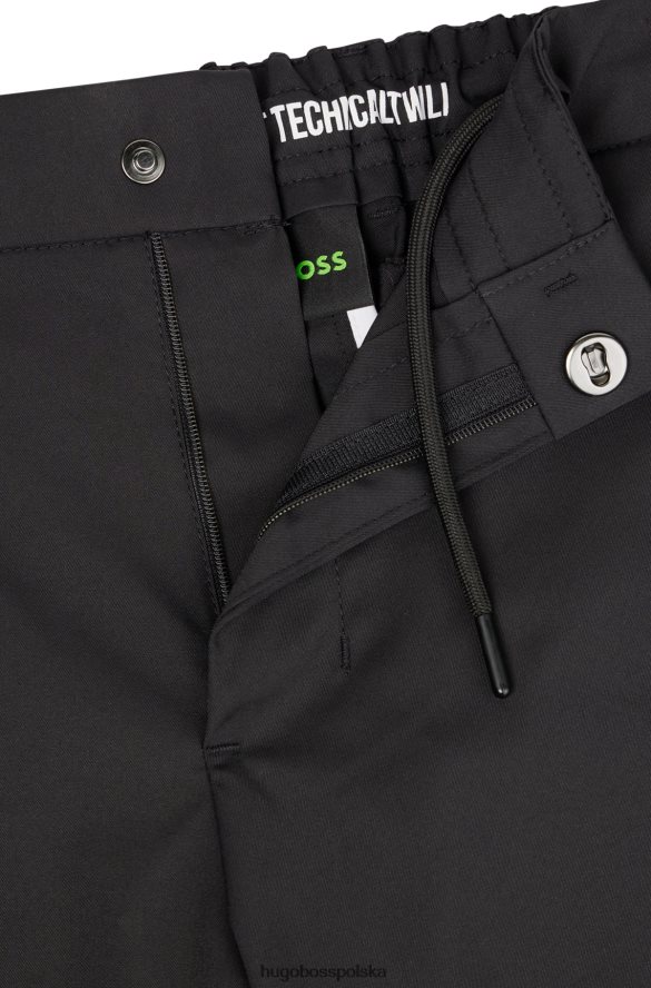 Hugo Boss spodnie o dopasowanym kroju z czarnego wodoodpornego diagonalu hugo czarny R0X0H62200