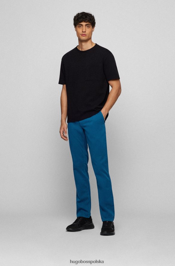 Hugo Boss spodnie slim-fit z elastycznej bawełny, satyny hugo w kolorze niebieskim niebieski R0X0H6953