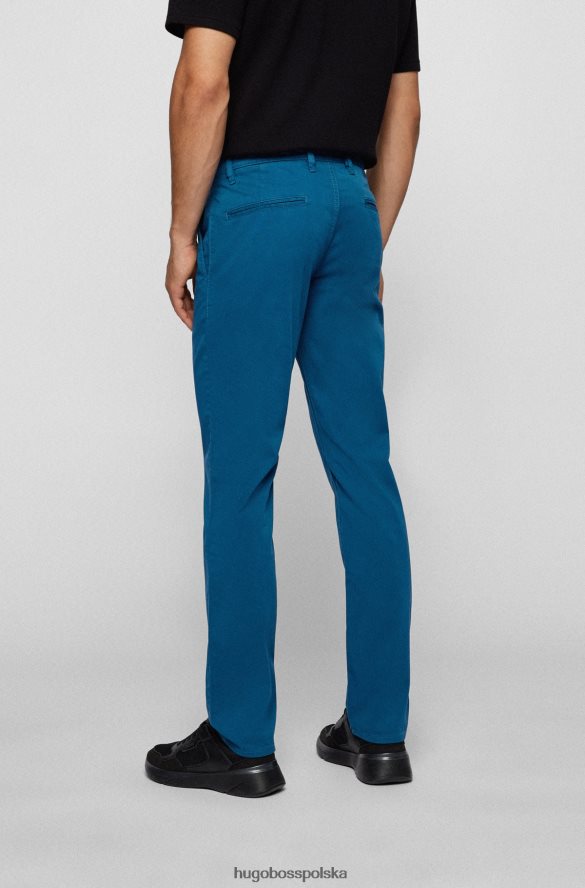 Hugo Boss spodnie slim-fit z elastycznej bawełny, satyny hugo w kolorze niebieskim niebieski R0X0H6953