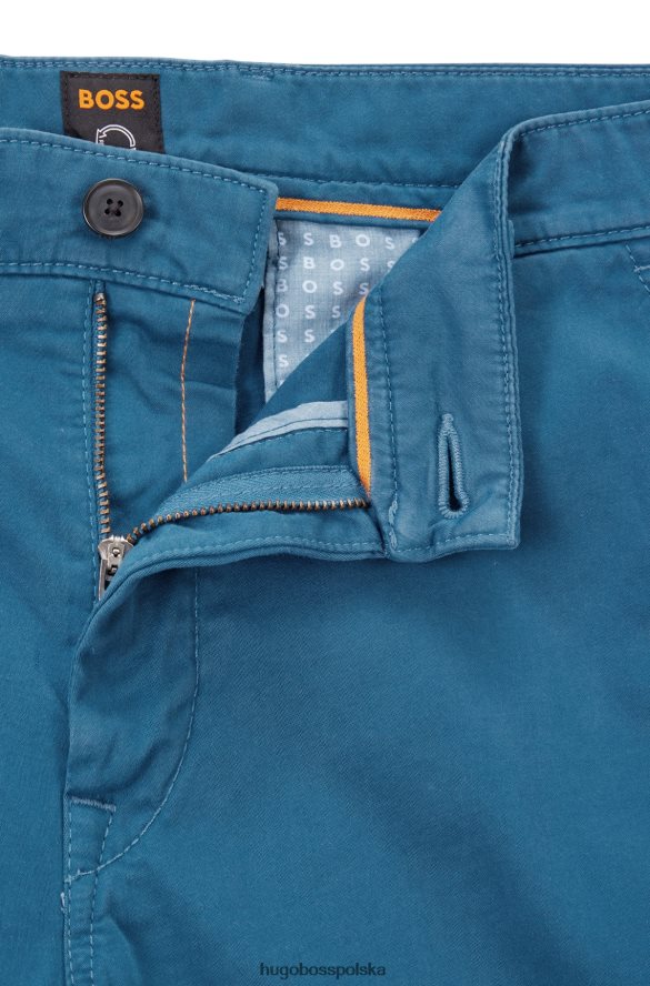 Hugo Boss spodnie slim-fit z elastycznej bawełny, satyny hugo w kolorze niebieskim niebieski R0X0H6953