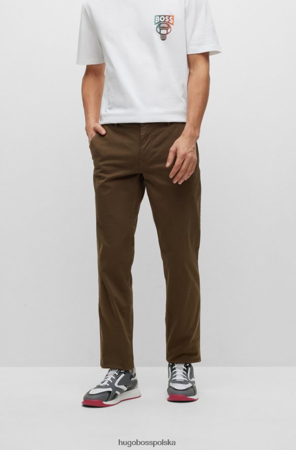 Hugo Boss spodnie slim-fit z elastycznej satyny bawełnianej w kolorze ciemnozielonym hugo ciemnozielony R0X0H6957
