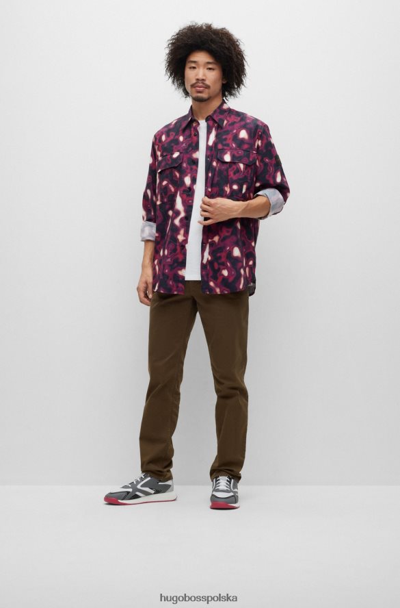 Hugo Boss spodnie slim-fit z elastycznej satyny bawełnianej w kolorze ciemnozielonym hugo ciemnozielony R0X0H6957
