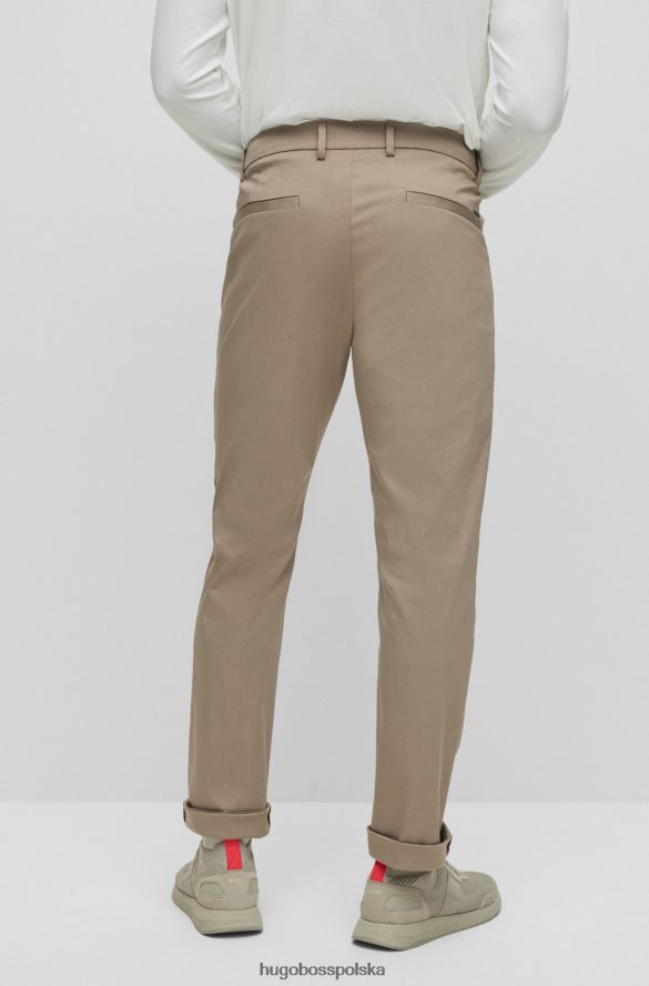 Hugo Boss spodnie slim-fit z mieszanki bawełny Dobby Beż Hugo beżowy R0X0H62759