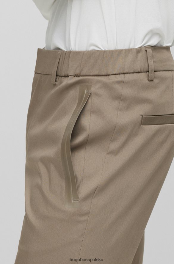 Hugo Boss spodnie slim-fit z mieszanki bawełny Dobby Beż Hugo beżowy R0X0H62759