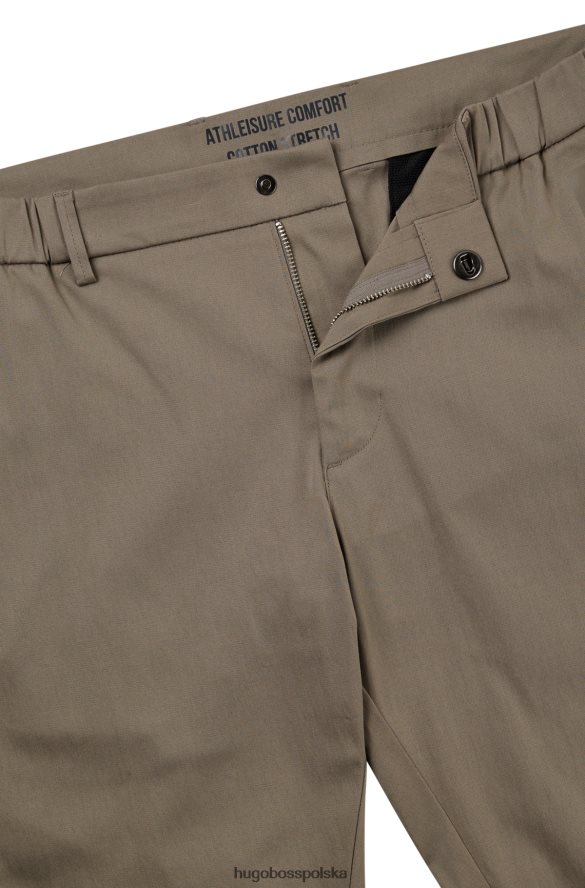 Hugo Boss spodnie slim-fit z mieszanki bawełny Dobby Beż Hugo beżowy R0X0H62759