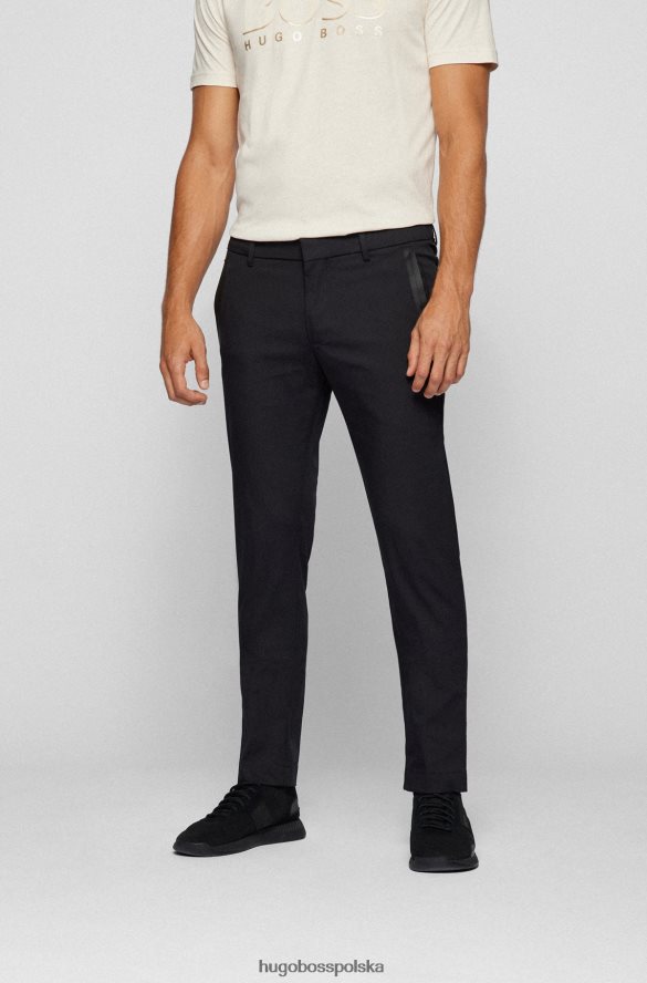 Hugo Boss spodnie slim fit z mieszanki zawierającej bawełnę, z kieszeniami z taśmą, hugo czarne czarny R0X0H64106