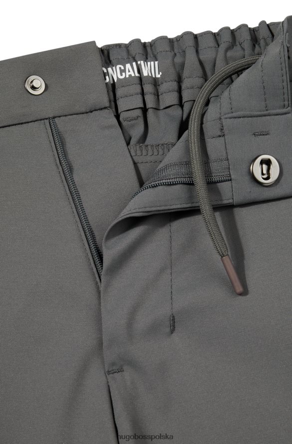 Hugo Boss spodnie slim-fit z wodoodpornego diagonalu w kolorze ciemnoszarym hugo ciemno szary R0X0H62199