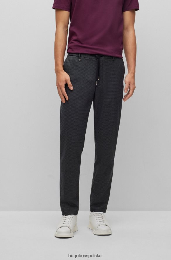 Hugo Boss spodnie slim-fit z wzorzystej elastycznej tkaniny w kolorze ciemnoniebieskim hugo ciemny niebieski R0X0H64110
