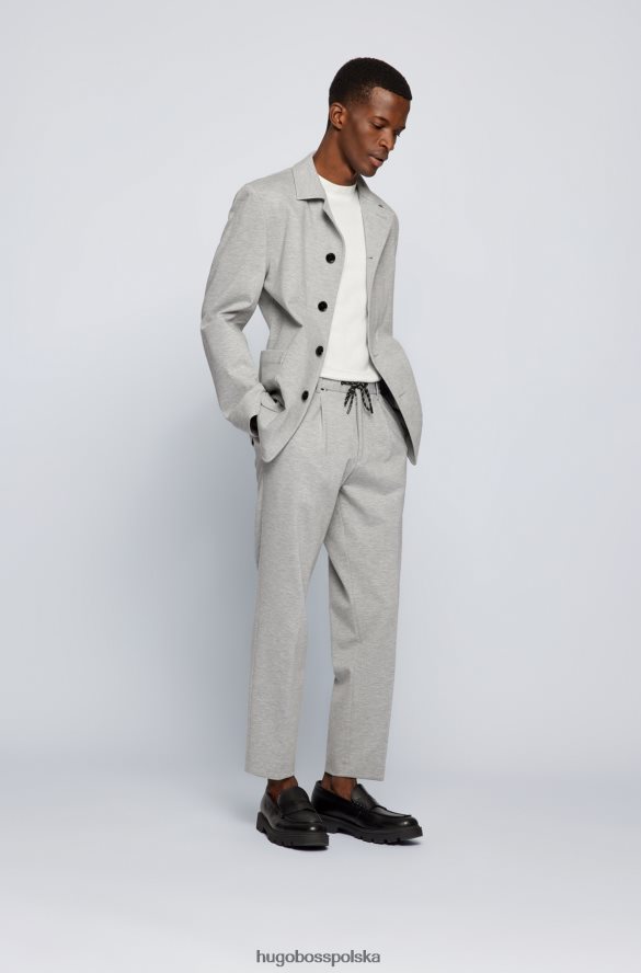 Hugo Boss szare, przycięte spodnie o swobodnym kroju z zakładkami z przodu hugo szary R0X0H64069