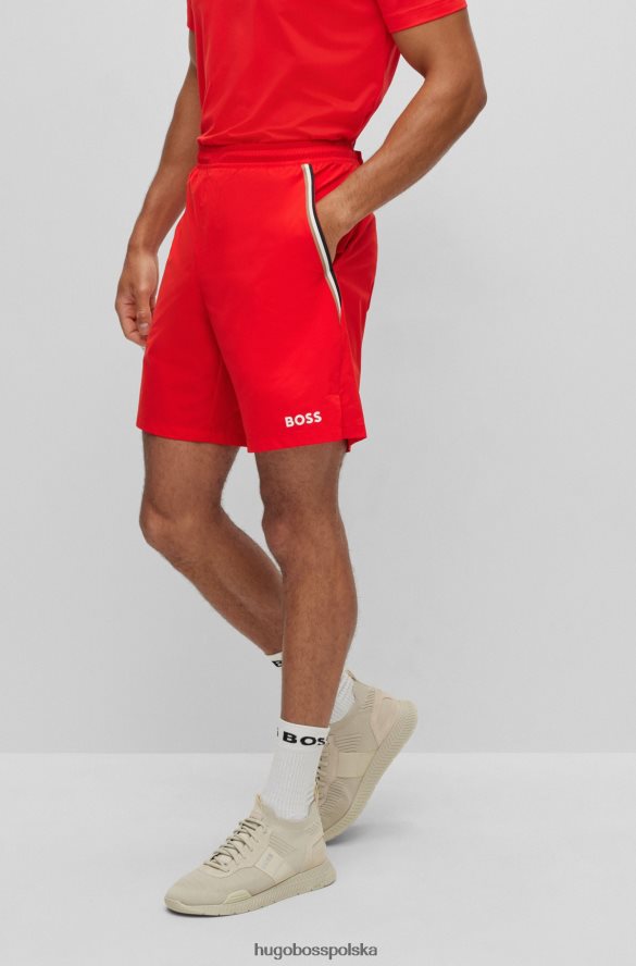 Hugo Boss x Matteo Berrettini Wydajne, elastyczne spodenki z charakterystycznym paskiem i logo czerwony R0X0H63974