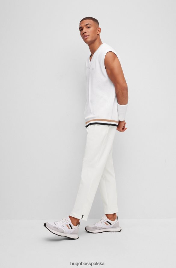 Hugo Boss x Matteo Berrettini Zwężane spodnie z mieszanki bawełny biały R0X0H64255