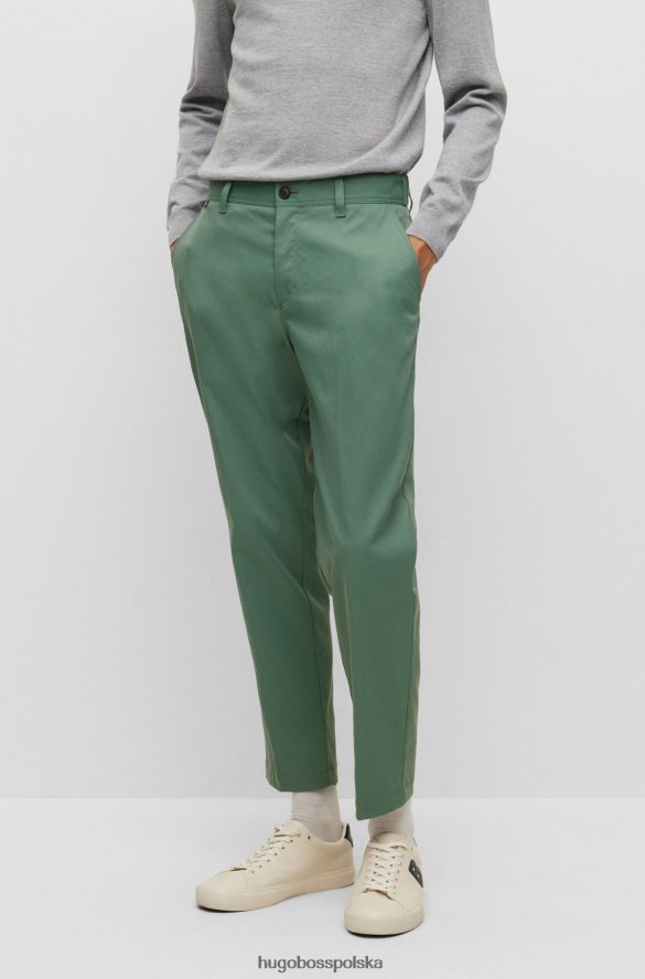 Hugo Boss zielone, zwężane spodnie z przyciętymi nogawkami, z wysokiej jakości tkaniny hugo zielony R0X0H62358