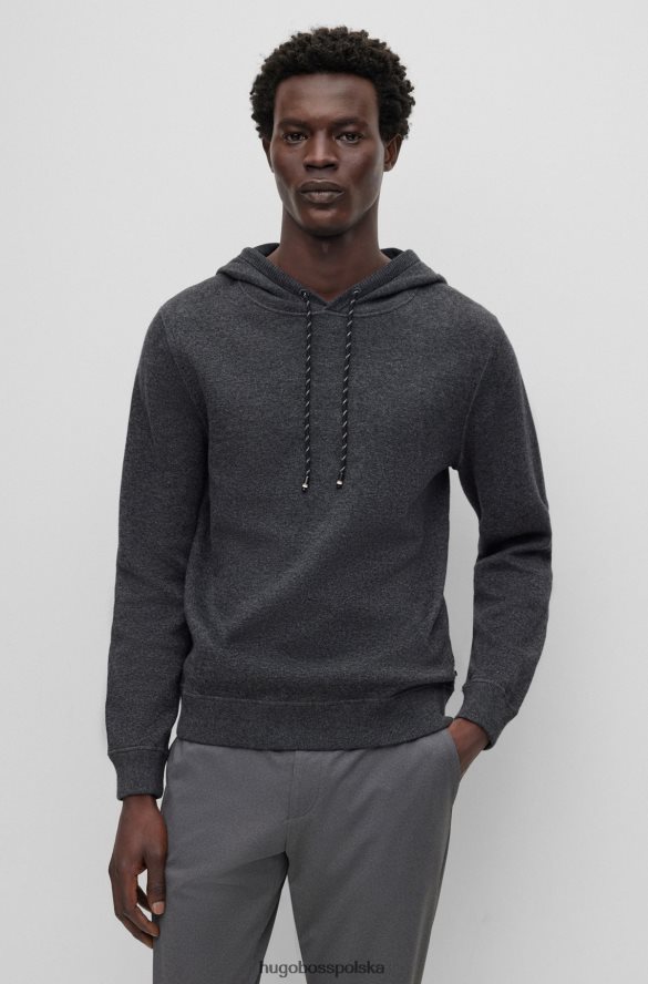 Hugo Boss Bluza z kapturem Hugo o regularnym kroju w kolorze czarnym z bawełny i dziewiczej wełny czarny R0X0H62785