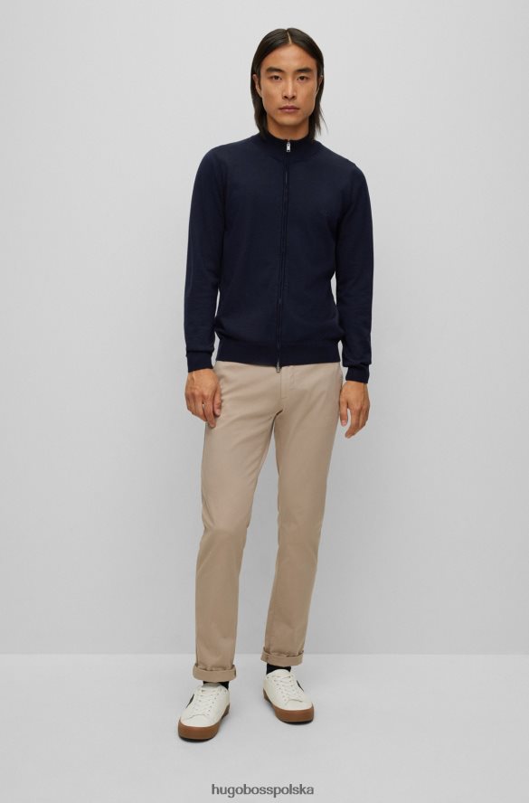 Hugo Boss Ciemnoniebieski kardigan Hugo z dziewiczej wełny, zapinany na zamek, z haftowanym logo ciemny niebieski R0X0H64431