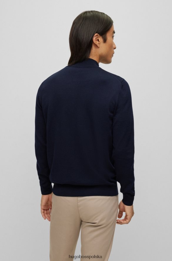Hugo Boss Ciemnoniebieski kardigan Hugo z dziewiczej wełny, zapinany na zamek, z haftowanym logo ciemny niebieski R0X0H64431