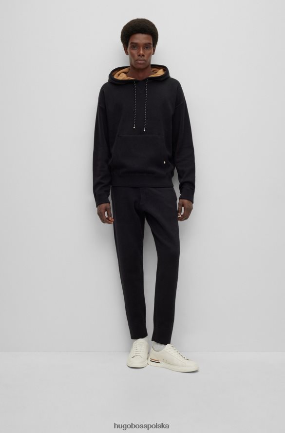 Hugo Boss Czarna dwustronna bluza z kapturem Hugo z bawełny i dziewiczej wełny czarny R0X0H61867