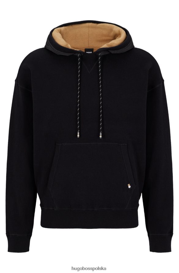 Hugo Boss Czarna dwustronna bluza z kapturem Hugo z bawełny i dziewiczej wełny czarny R0X0H61867