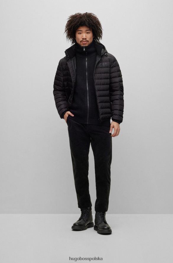 Hugo Boss Czarna kurtka hugo o regularnym kroju z naszywką z logo czarny R0X0H63543
