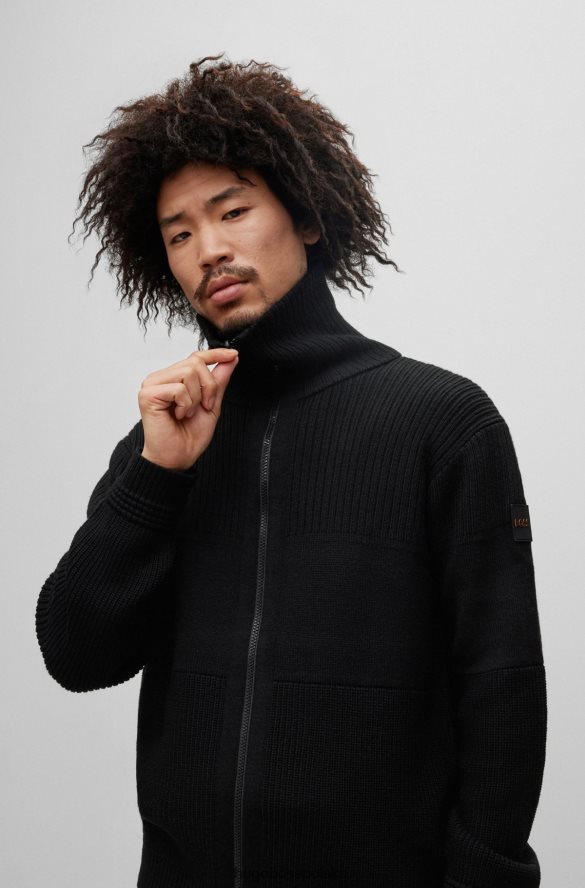 Hugo Boss Czarna kurtka hugo o regularnym kroju z naszywką z logo czarny R0X0H63543