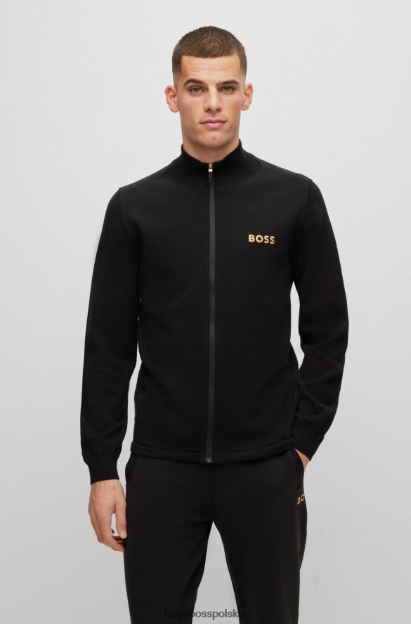 Hugo Boss Czarna, zapinana na zamek bluza hugo z logo, z mieszanki bawełny organicznej czarny R0X0H64500