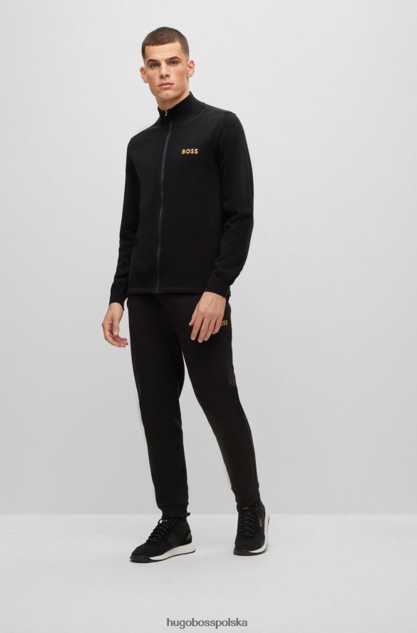 Hugo Boss Czarna, zapinana na zamek bluza hugo z logo, z mieszanki bawełny organicznej czarny R0X0H64500