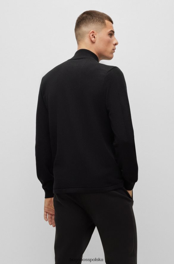 Hugo Boss Czarna, zapinana na zamek bluza hugo z logo, z mieszanki bawełny organicznej czarny R0X0H64500