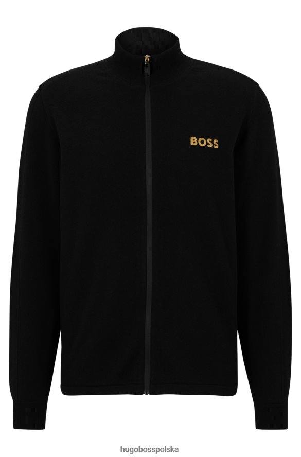 Hugo Boss Czarna, zapinana na zamek bluza hugo z logo, z mieszanki bawełny organicznej czarny R0X0H64500