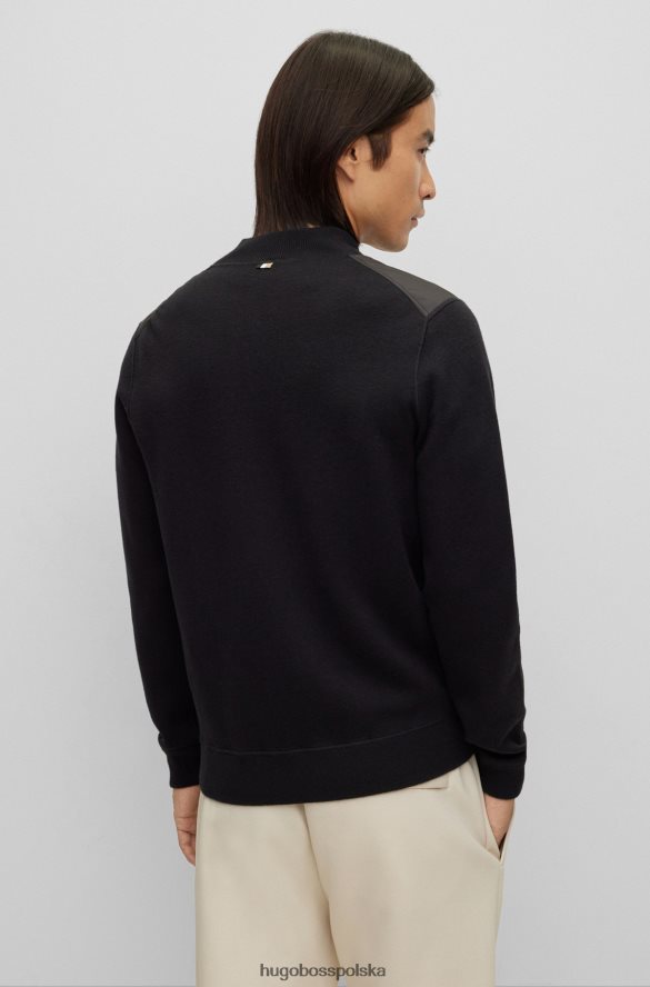 Hugo Boss Czarny, dwustronny kardigan hugo zapinany na zamek z wyściełanymi wstawkami czarny R0X0H63270