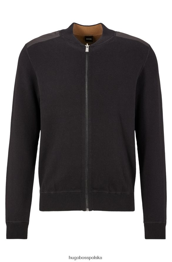 Hugo Boss Czarny, dwustronny kardigan hugo zapinany na zamek z wyściełanymi wstawkami czarny R0X0H63270