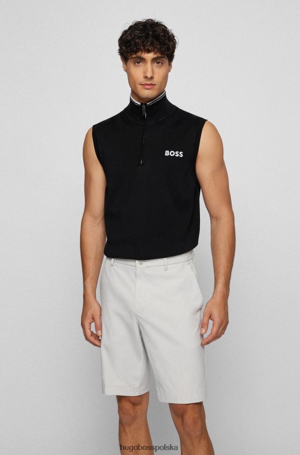 Hugo Boss Czarny sweter Hugo bez rękawów, zapinany na zamek i z wodoodpornym wykończeniem czarny R0X0H64064