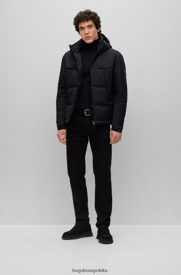 Hugo Boss Czarny sweter Hugo o dopasowanym kroju z golfem, z dziewiczej wełny czarny R0X0H6990