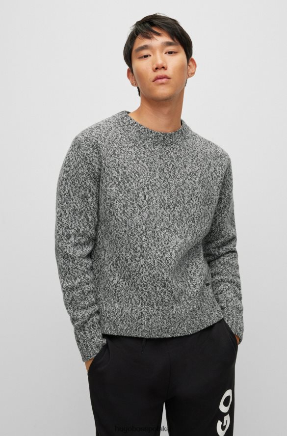 Hugo Boss Czarny sweter hugo oversize z domieszką wełny typu moulin czarny R0X0H63358