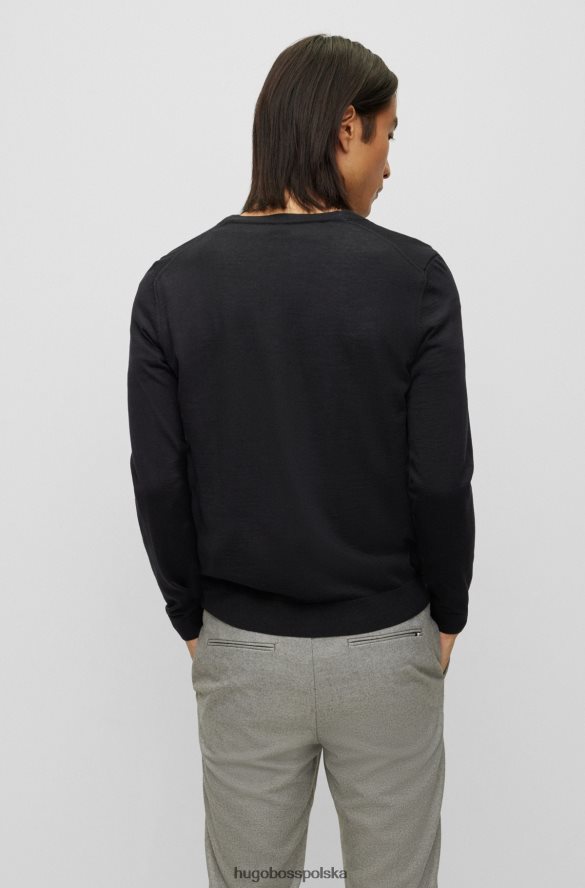 Hugo Boss Czarny zapinany na guziki kardigan z dziewiczej wełny z haftowanym logo hugo czarny R0X0H63094